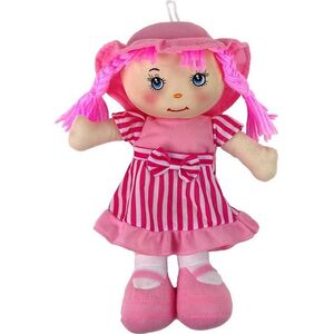 LeanToys Lalka Szmacianka Przytulanka Różowa W Paski 28 cm