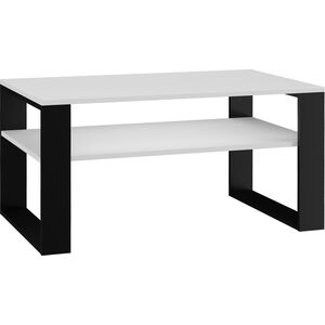 Topeshop STOLIK KAWOWY Z PÓŁKĄ ŁAWA MODERN 1P BIEL CZERŃ
