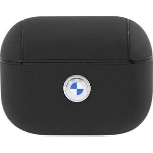 BMW Etui BMW BMAP2SSLBK Apple AirPods Pro 2 czarny/black Geniune Leather Silver Logo