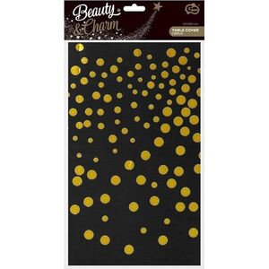 GoDan Obrus foliowy B&C złote groszki, czarny 137x183cm