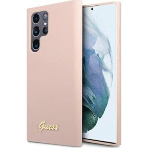 Guess Etui Guess GUHCS23LLSLMGPP Samsung Galaxy S23 Ultra różowy/pink hardcase Silicone Script Metal Logo