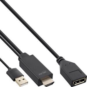 Kabel InLine InLine® HDMI M to DisplayPort F Converter Cable, 4K, black/gold, 0.3m