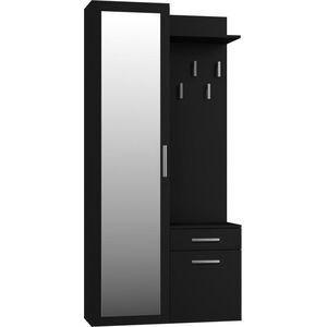 Topeshop Garderoba DUO szafa lustro czerń mat