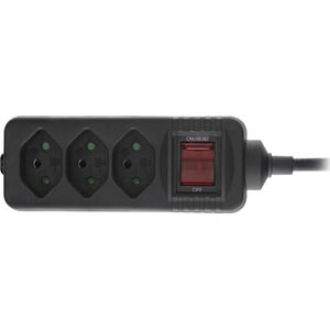 Listwa zasilająca InLine InLine® Socket strip SWITZERLAND, 3-way, with switch, 1.5m, black