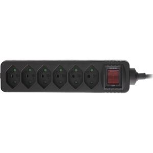 Listwa zasilająca InLine InLine® Power strip SWITZERLAND, 6-way, with switch, 1.5m, black