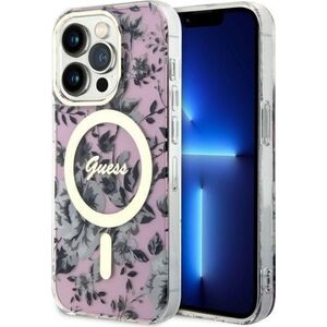 Guess Etui Guess GUHMP14LHCFWSP Apple iPhone 14 Pro różowy/pink hardcase Flower MagSafe