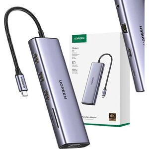 Adapter USB Ugreen Adapter 10w1 UGREEN CM498 Hub USB do 3x USB-A 3.0, HDMI, VGA, RJ45, SD/TF, AUX3.5mm, PD Converter