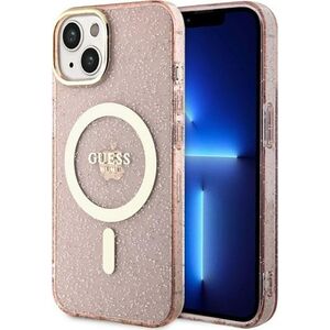 Guess Guess Glitter Gold MagSafe - Etui iPhone 14 Plus (Różowy)