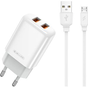 Ładowarka nemo Ładowarka Sieciowa 2x USB 2.4A + Kabel USB - micro USB Jellico EU02 biały
