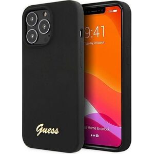 Guess Guess GUHCP13XLSLMGBK iPhone 13 Pro Max 6.7" black/czarny hardcase Silicone Script Gold Logo