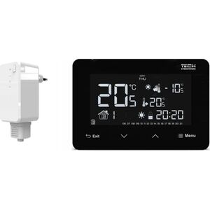 Tech Bezprzewodowy regulator pokojowy ST293 V2 dwustanowy (panel przedni ze szkła) czarny