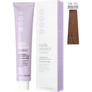 Milk Shake Milk Shake, Creative, SLS/SLES-Free, Permanent Hair Dye, 7.847BC Brown Copper Medium Blond, 100 ml For Women