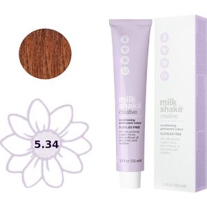 Milk Shake Milk Shake, Creative, SLS/SLES-Free, Permanent Hair Dye, 5.345GC Golden Copper Light Brown, 100 ml For Women