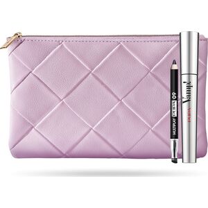 Pupa Set Pupa: Multiplay, Double-Ended, Eyeshadow & Kajal Eyeliner 2-In-1, 09, Deep Black, 1.2 g + Vamp!, Paraben-Free, Extra Volume, Mascara, 100, Black, 9 ml + Makeup Bag, Pink For Women