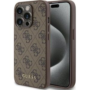 Guess Guess GUHCP15LG4GFBR iPhone 15 Pro 6.1" brązowy/brown hard case 4G Metal Gold Logo