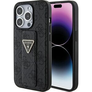 Guess Guess GUHCP15LPGS4TDK iPhone 15 Pro 6.1" czarny/black hardcase Grip Stand 4G Triangle Strass