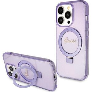 Guess Guess GUHMP13XHRSGSU iPhone 13 Pro Max 6.1" fioletowy/purple hardcase Ring Stand Script Glitter MagSafe