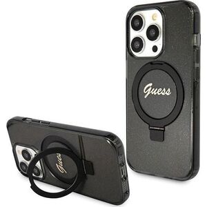 Guess Guess GUHMP14XHRSGSK iPhone 14 Pro Max 6.7" czarny/black hardcase Ring Stand Script Glitter MagSafe