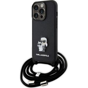 Karl Lagerfeld Karl Lagerfeld KLHCP15LSAKCPSK iPhone 15 Pro 6.1" hardcase czarny/black Crossbody Saffiano Metal Pin Karl & Choupette