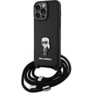 Karl Lagerfeld Karl Lagerfeld KLHCP15XSASKNPSK iPhone 15 Pro Max 6.7" hardcase czarny/black Crossbody Saffiano Monogram Metal Pin Karl & Choupe