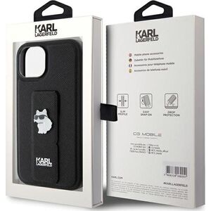 Karl Lagerfeld Karl Lagerfeld KLHCP15SGSACHPK iPhone 15 6.1" czarny/black hardcase Gripstand Saffiano Choupette Pins