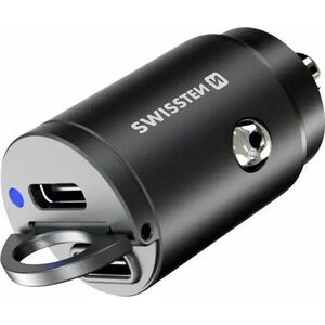 Navman Adapter CL SWISSTEN 2x USB-C (PD) 30W, nano, metal černá