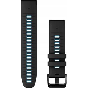 Garmin Pasek silikonowy na nadgarstek QuickFit 22 (czarny / błękitny / czarna sprzączka)