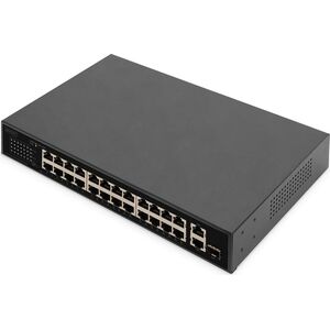 Switch Digitus Digitus Przełącznik 24-portowy PoE FE, 2 porty uplink (SFP / RJ45)