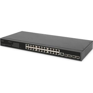 Switch Digitus Digitus Przełącznik sieciowy, 24 porty 10/100/1000 + 4SFP+ UPLINK, do 19-calowych szaf serwerowych, funkcjonalność L2+