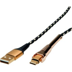 Kabel USB Roline USB-A - USB-C 1 m Czarno-złoty (11.02.8920)