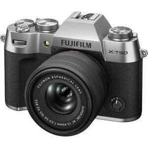 Lustrzanka Fujifilm Sisteminis fotoaparatas FUJIFILM X-T50/XC15-45mmF3.5-5.6 OIS PZ Silver (Sidabrinis)