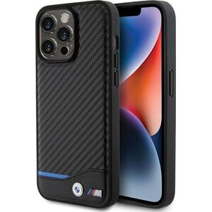 BMW BMW Leather Carbon Blue Line - Etui iPhone 15 Pro Max (czarny)