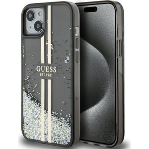 Guess Guess GUHCP15MLFCSEGK iPhone 15 Plus / 14 Plus 6.7" czarny/black hardcase Liquid Glitter Gold Stripes
