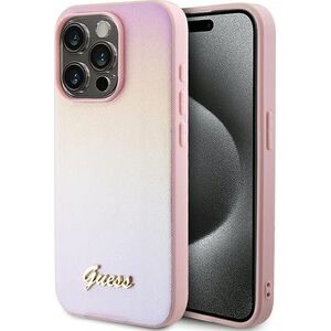 Guess Guess GUHCP15XPSAIRSP iPhone 15 Pro Max 6.7" różowy/pink hardcase Saffiano Iridescent Script
