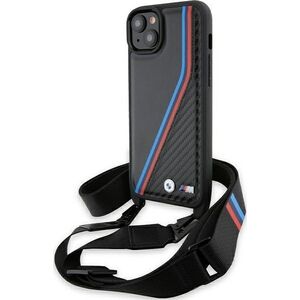 BMW BMW BMHCP15S23PSVTK iPhone 15 / 14 / 13 czarny/black hardcase M Edition Carbon Tricolor Lines & Strap