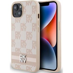 DKNY DKNY DKHCP14SPCPTSSP iPhone 14 / 15 / 13 6.1" różowy/pink hardcase Leather Checkered Mono Pattern & Printed Stripes