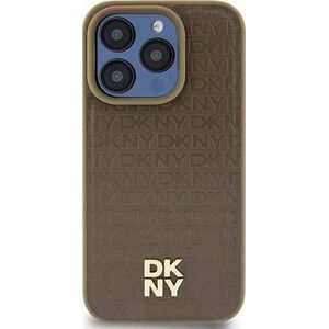 DKNY DKNY DKHMP14SPSHRPSW iPhone 14 / 15 / 13 6.1" brązowy/brown hardcase Leather Pattern Metal Logo MagSafe