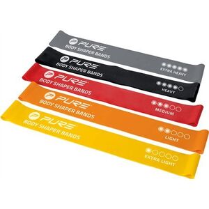 Pure2Improve Pure2Improve Resistance Bands Set of 5 Black, Grey, Orange, Red, Yellow, Foam, Rubber one size