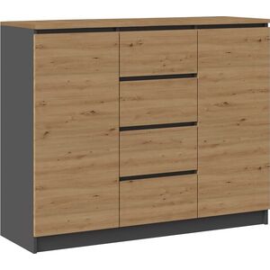 Topeshop Komoda do sypialni, pokoju, 2D4S, 120x40x97 cm, antracyt, dąb artisan, mat