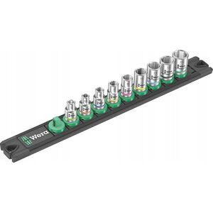 Wera Wera A 4 socket magnet strip Zyklop socket set 1/4 (black/green, 9 pieces)