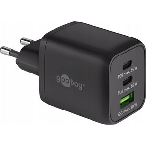 Ładowarka Goobay goobay USB-C PD multiport fast charger Nano 65 Watt (black, 1x USB-A, 2x USB-C PD, GaN technology)