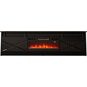 Cama Meble Szafka RTV GRANERO+kominek 200x56,7x35 czarny/czarny poł