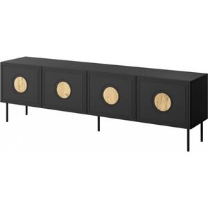 Cama Meble Szafka RTV PALAZZO 200x42x60 czarny + dąb craft