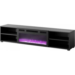 Cama Meble Szafka RTV POLO 180x33x39 czarny + kominek czarny