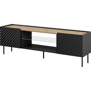 Cama Meble Szafka RTV EF ONDA 180x40x39-58 czarny (stojąca lub wisząca)
