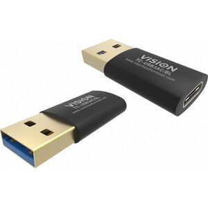 Adapter USB Vision VISION Professioneller installationstauglicher USB-C-zu-USB-A-Adapter - 30 JAHRE GARANTIE - wird an der Standard-USB-A 3.0-Buchse eines Laptops angeschlossen - USB-C (F) zu USB-A (M) - USB 3.1 Gen 2 - schwarz