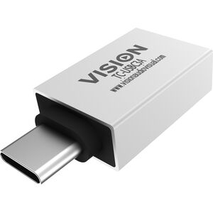 Adapter USB Vision VISION Professional installationstauglicher Adapter USB-C zu USB-A - 30 JAHRE GARANTIE - lasst sich an USB-C anschliessen und hat eine normal grosse USB-A 3.0-Buchse - USB-C (M) zu USB Typ A (F) - USB 3.1 Gen 2 - Weiss