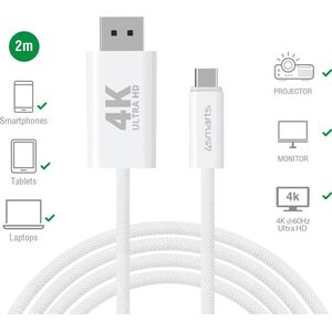 Kabel USB 4smarts USB-C - DisplayPort 2 m Biały (540958)