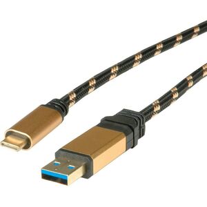 Kabel USB Roline USB-A - USB-C 0.5 m Czarny (11.02.9012)
