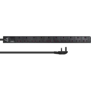 Kabel zasilający Lanview Lanview LVR-3MUK-SPD-UK10 rozdzielacz zasilania PDU 8 x gniazdo sieciowe 1.4U Czarny